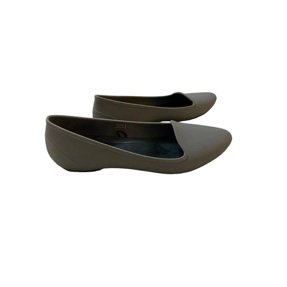 Crocs Eve Flats Women 8 Gray Pointed Toe Slip On Iconic Comfort